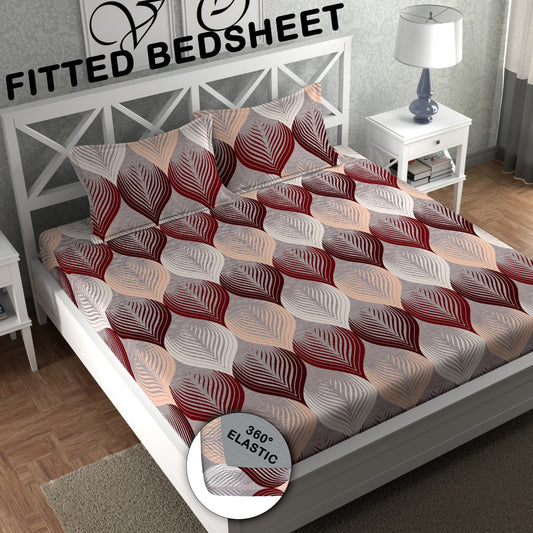 CHHAVI INDIA 210 TC Microfiber Double Fitted  Size Printed Bedsheet with pillow covers