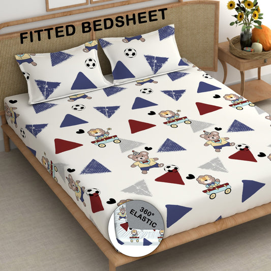CHHAVI INDIA 210 TC Microfiber Double Fitted  Size Printed Bedsheet with pillow covers