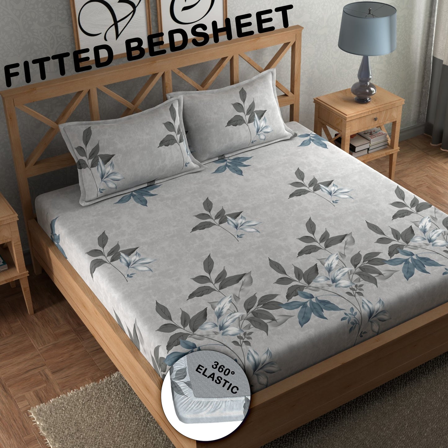 CHHAVI INDIA 210 TC Microfiber Double Fitted  Size Printed Bedsheet with pillow covers