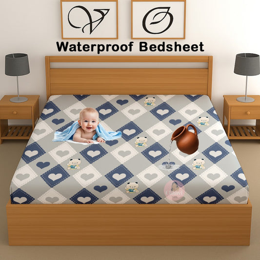 CHHAVI INDIA 210 TC Microfiber Waterproof Printed Fitted (Elastic) Bedsheet