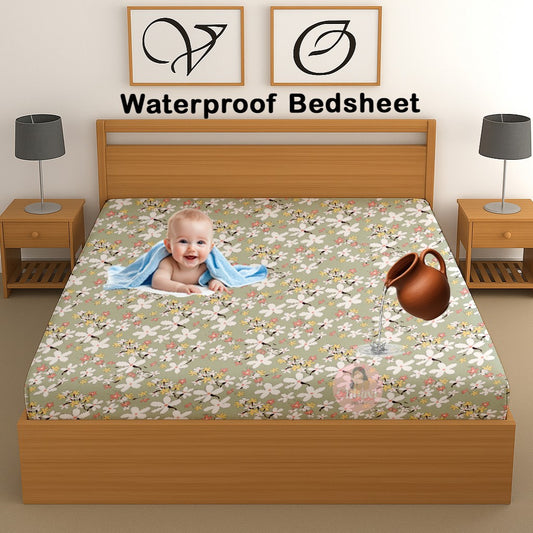 CHHAVI INDIA 210 TC Microfiber Waterproof Printed Fitted (Elastic) Bedsheet