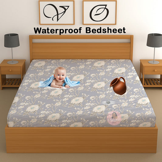 CHHAVI INDIA 210 TC Microfiber Waterproof Printed Fitted (Elastic) Bedsheet