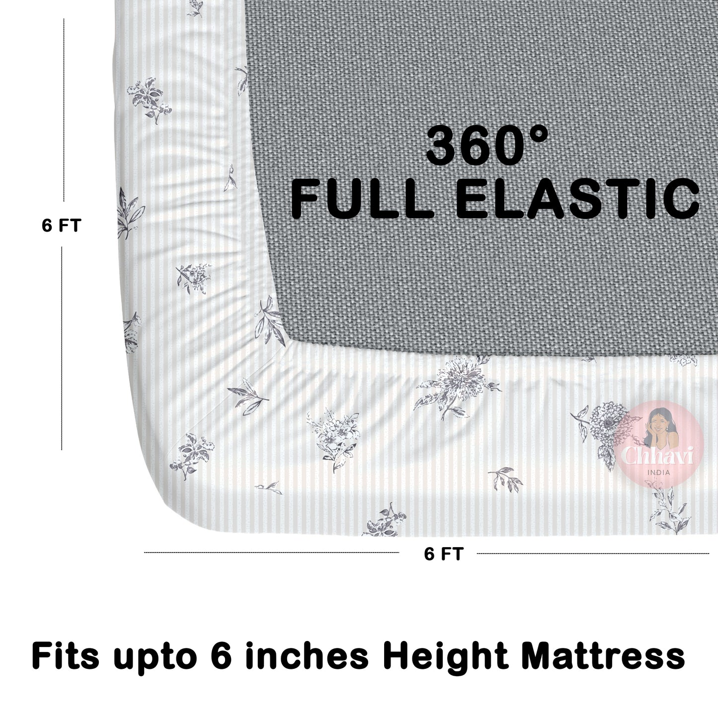 CHHAVI INDIA 210 TC Microfiber Waterproof Printed Fitted (Elastic) Bedsheet