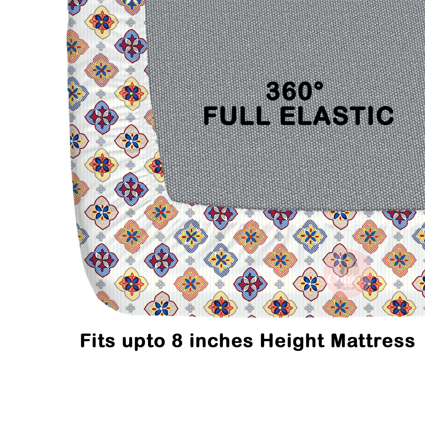 CHHAVI INDIA 210 TC Microfiber Waterproof Printed Fitted (Elastic) Bedsheet