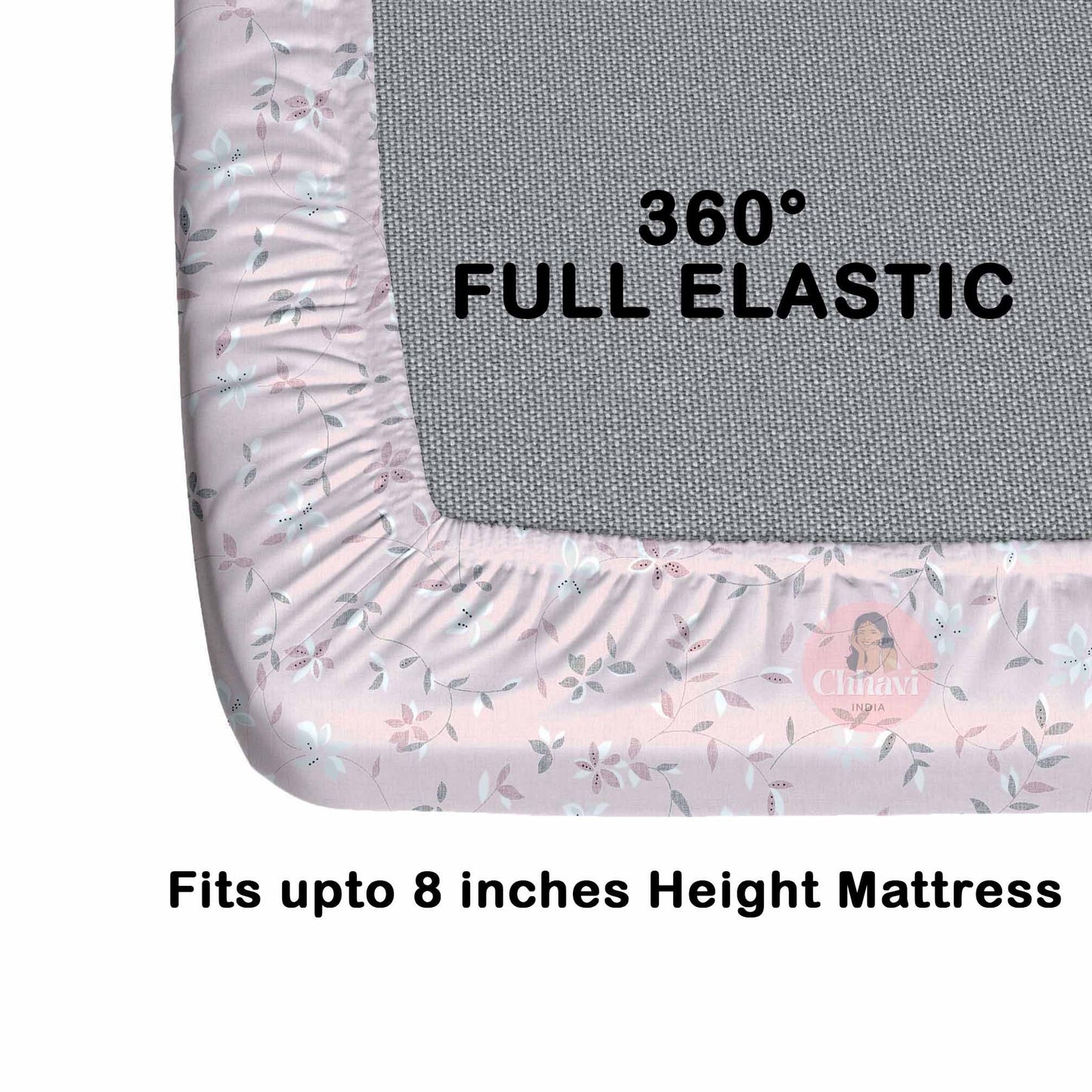 CHHAVI INDIA 210 TC Microfiber Waterproof Printed Fitted (Elastic) Bedsheet