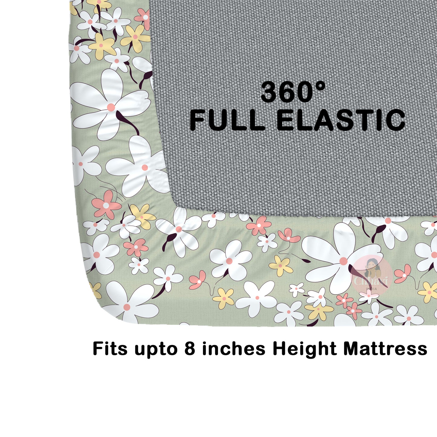 CHHAVI INDIA 210 TC Microfiber Waterproof Printed Fitted (Elastic) Bedsheet