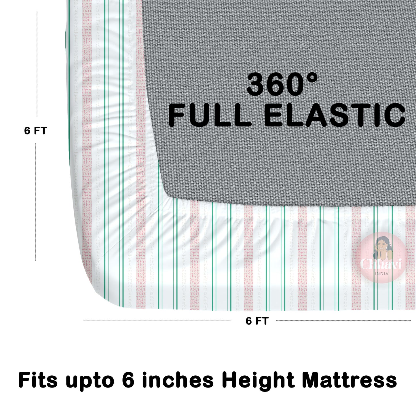 CHHAVI INDIA 210 TC Microfiber Waterproof Printed Fitted (Elastic) Bedsheet