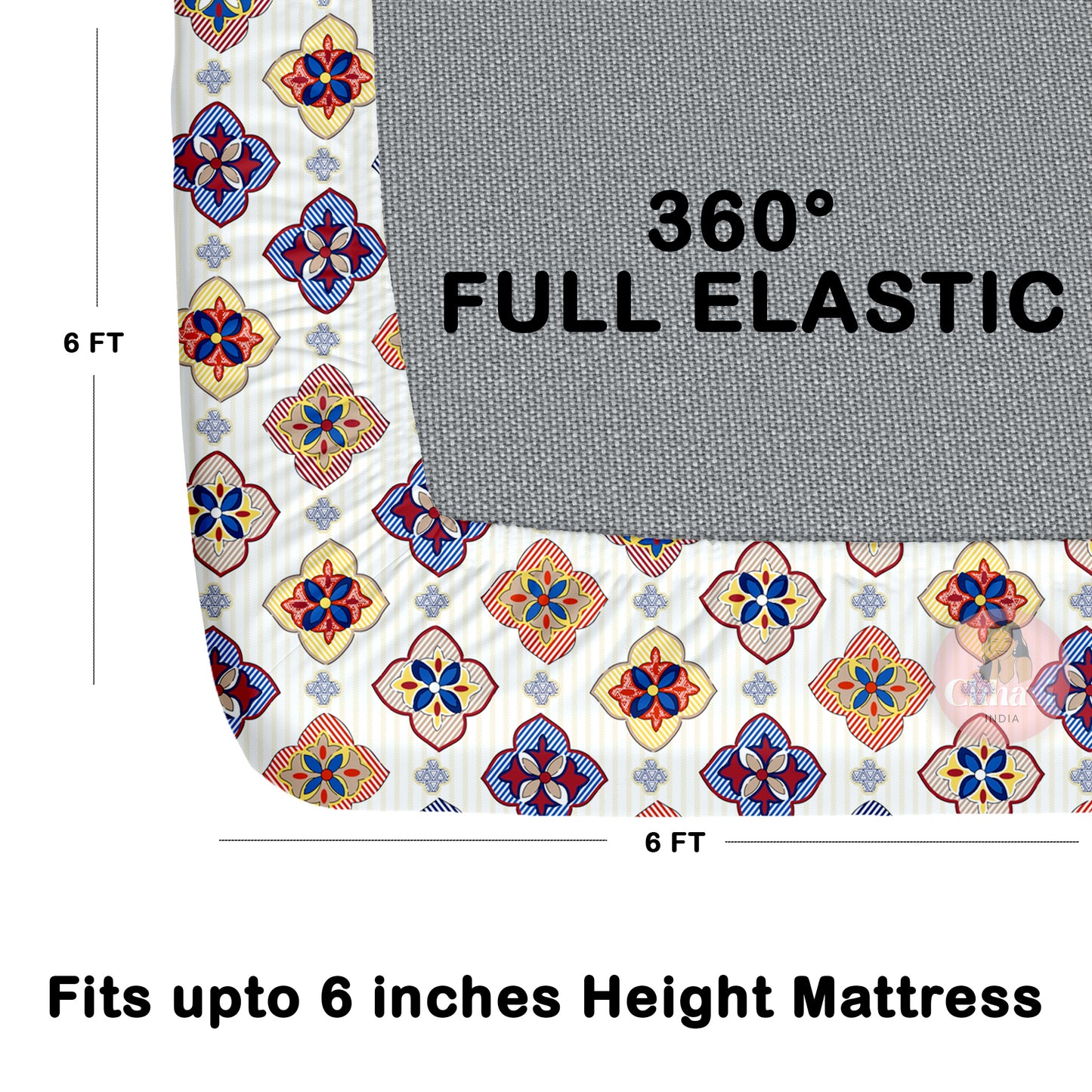 CHHAVI INDIA 210 TC Microfiber Waterproof Printed Fitted (Elastic) Bedsheet