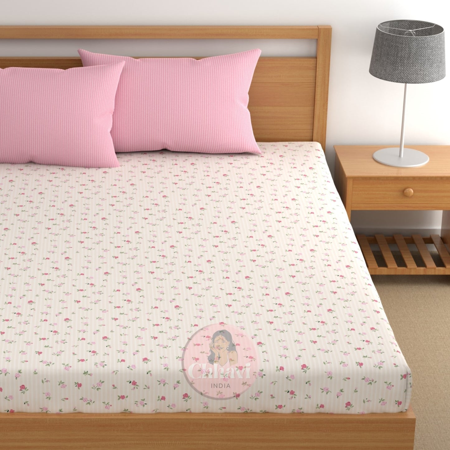 CHHAVI INDIA 210 TC Microfiber Printed Double Bedsheet With Pillow Covers