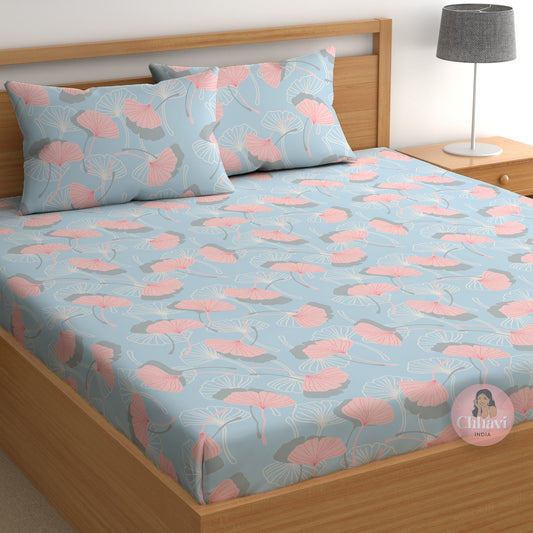 CHHAVI INDIA 210 TC Microfiber Printed Double Bedsheet With Pillow Covers