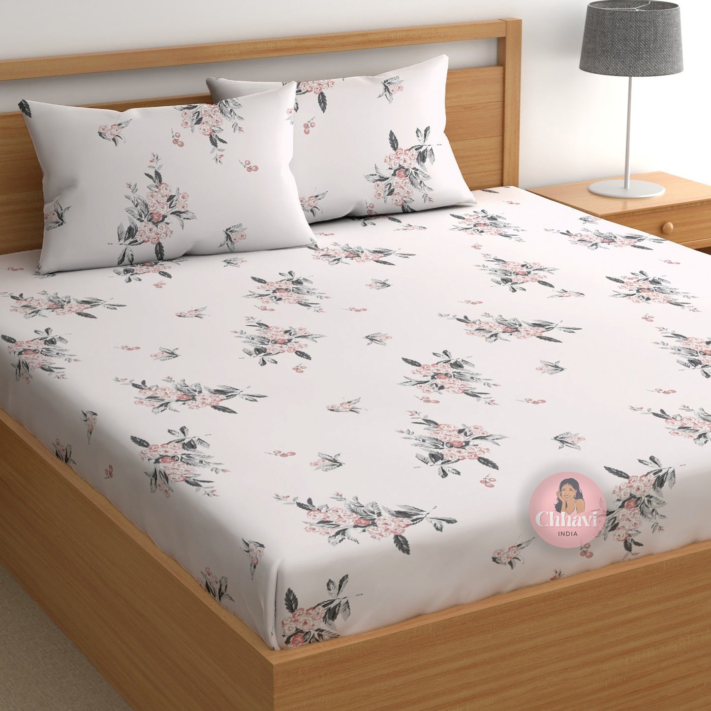 CHHAVI INDIA 210 TC Microfiber Printed Double Bedsheet With 2 Pillow Covers