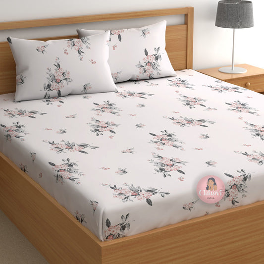 CHHAVI INDIA 210 TC Microfiber Printed Double Bedsheet With 2 Pillow Covers