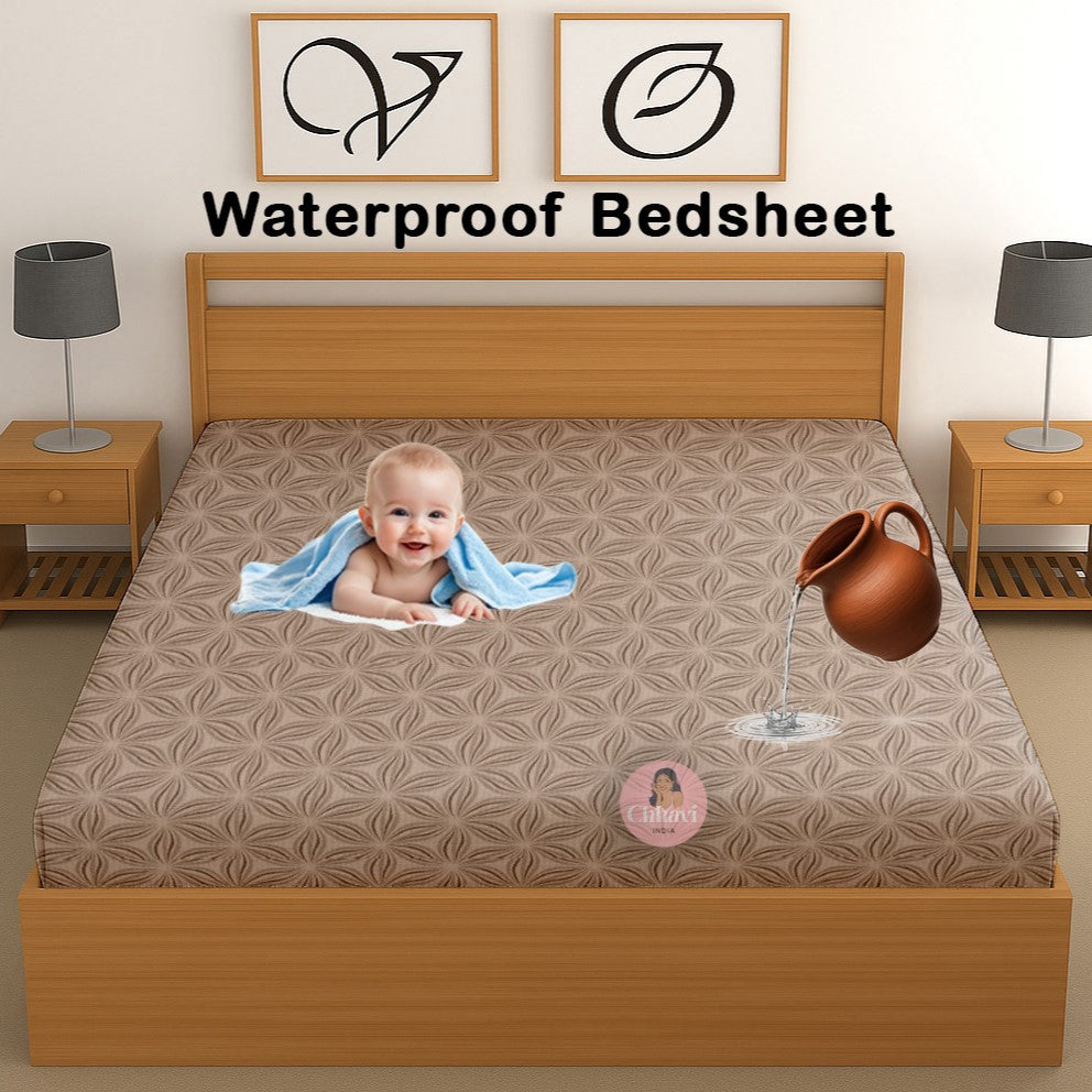 CHHAVI INDIA 210 TC Microfiber Waterproof Printed Fitted (Elastic) Bedsheet