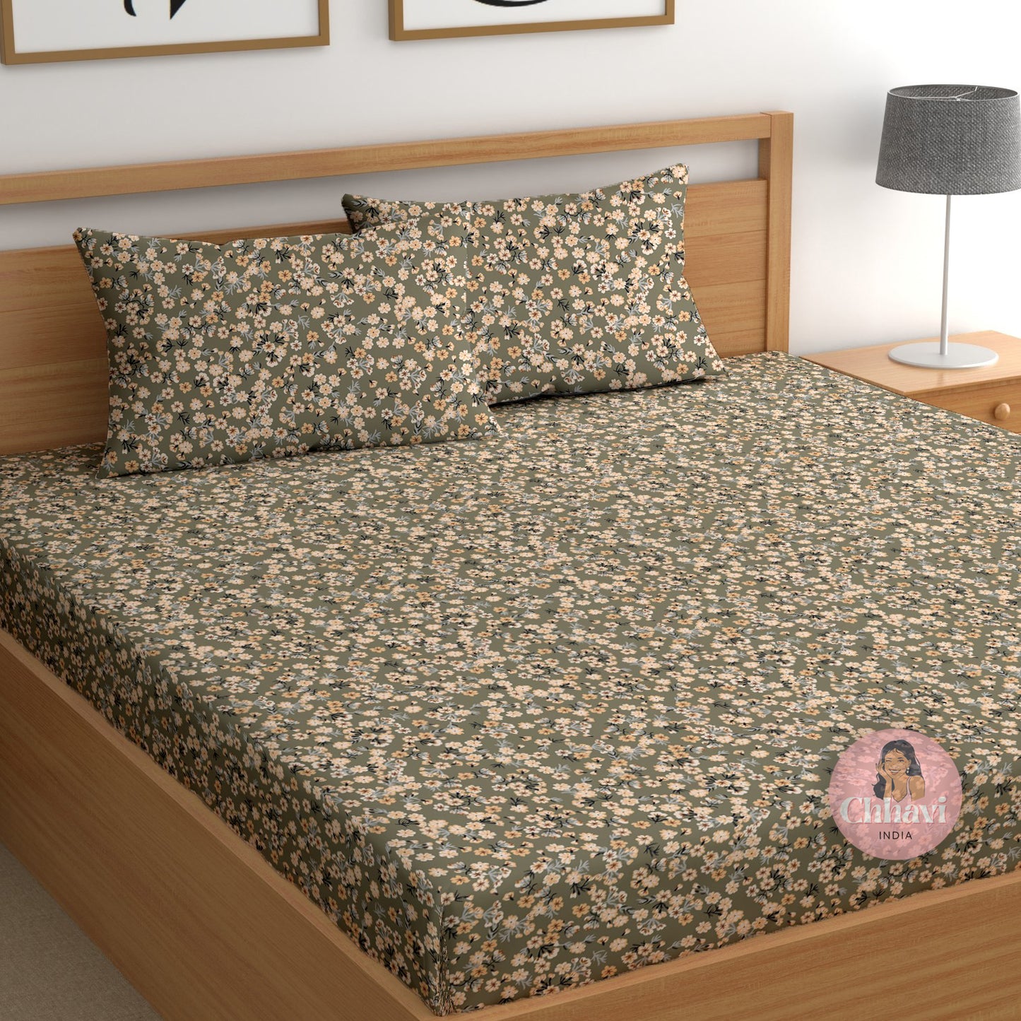 CHHAVI INDIA 210 TC Microfiber Printed Double Bedsheet With 2 Pillow Covers