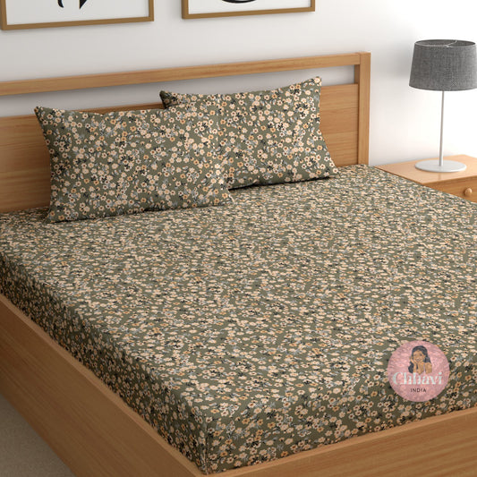 CHHAVI INDIA 210 TC Microfiber Printed Double Bedsheet With 2 Pillow Covers