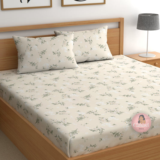 CHHAVI INDIA 210 TC Microfiber Printed Double Bedsheet With 2 Pillow Covers