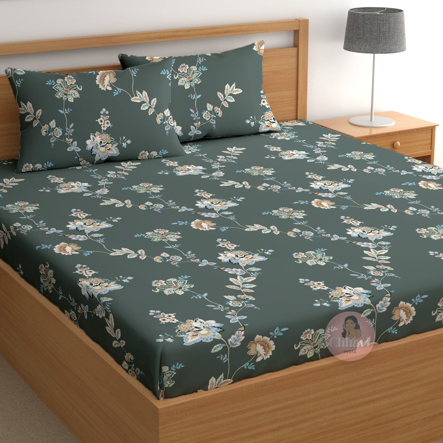 CHHAVI INDIA 210 TC Microfiber Printed Double Bedsheet With Pillow Covers