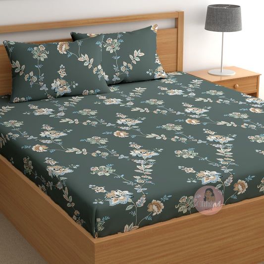 CHHAVI INDIA 210 TC Microfiber Printed Double Bedsheet With Pillow Covers