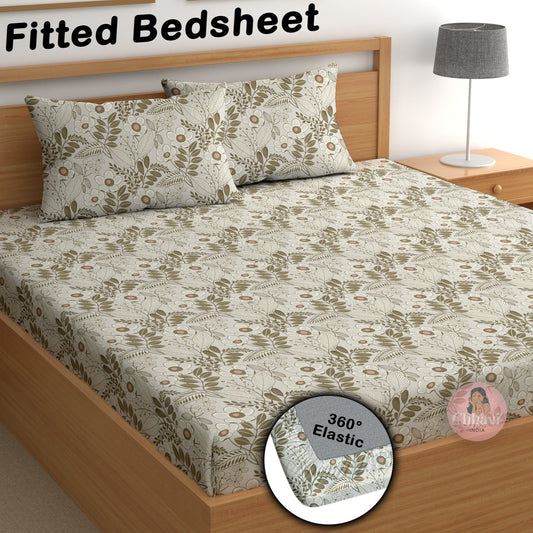 CHHAVI INDIA 210 TC Microfiber Double Fitted  Size Printed Bedsheet