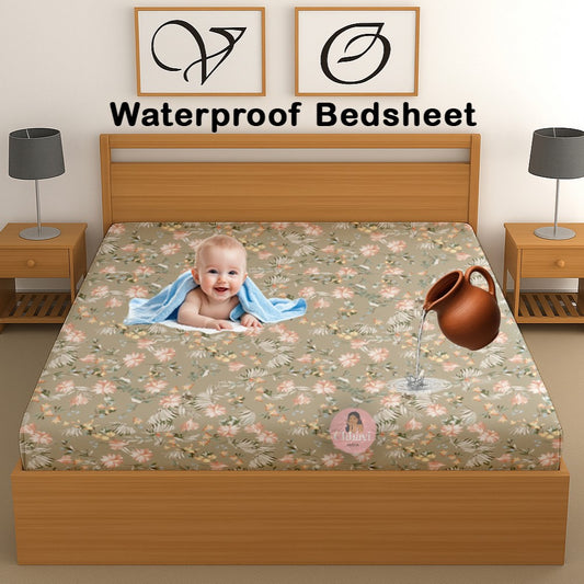 CHHAVI INDIA 210 TC Microfiber Waterproof Printed Fitted (Elastic) Bedsheet