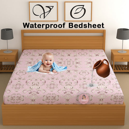 CHHAVI INDIA 210 TC Microfiber Waterproof Printed Fitted (Elastic) Bedsheet