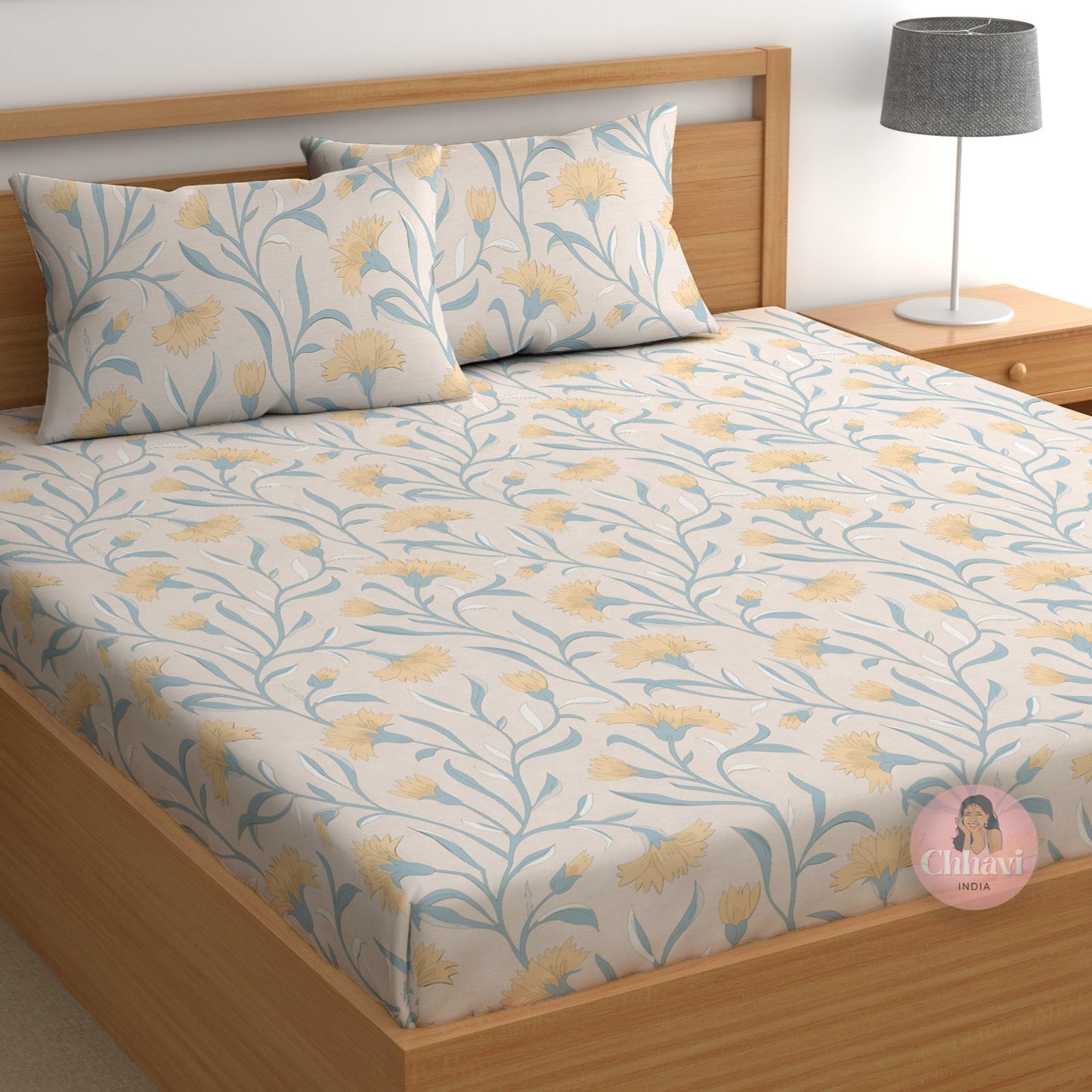CHHAVI INDIA 210 TC Microfiber Printed Double Bedsheet With Pillow Covers