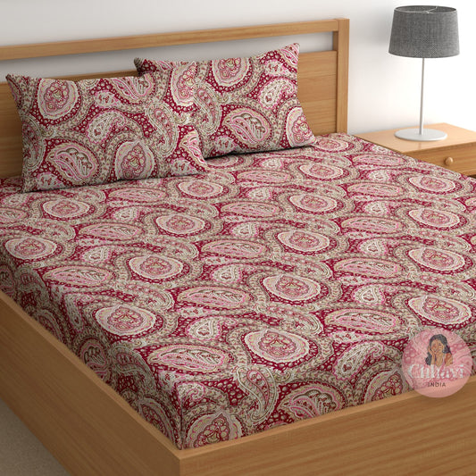 CHHAVI INDIA 210 TC Microfiber Printed King Size Bedsheet With Pillow Covers