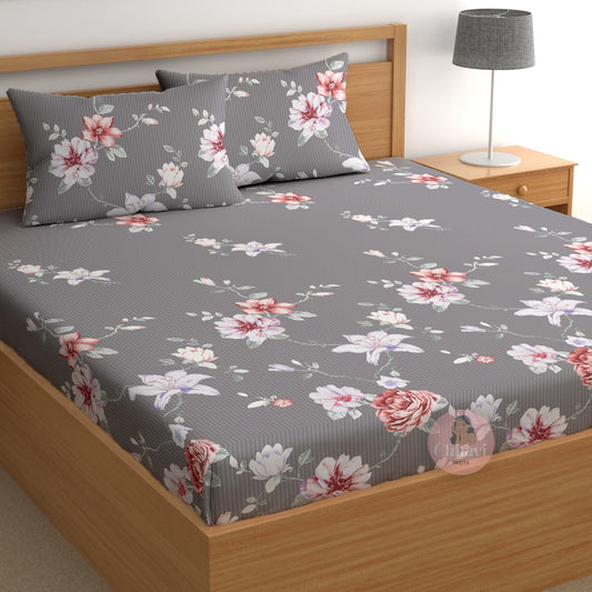 CHHAVI INDIA 210 TC Microfiber Printed Double Bedsheet With Pillow Covers
