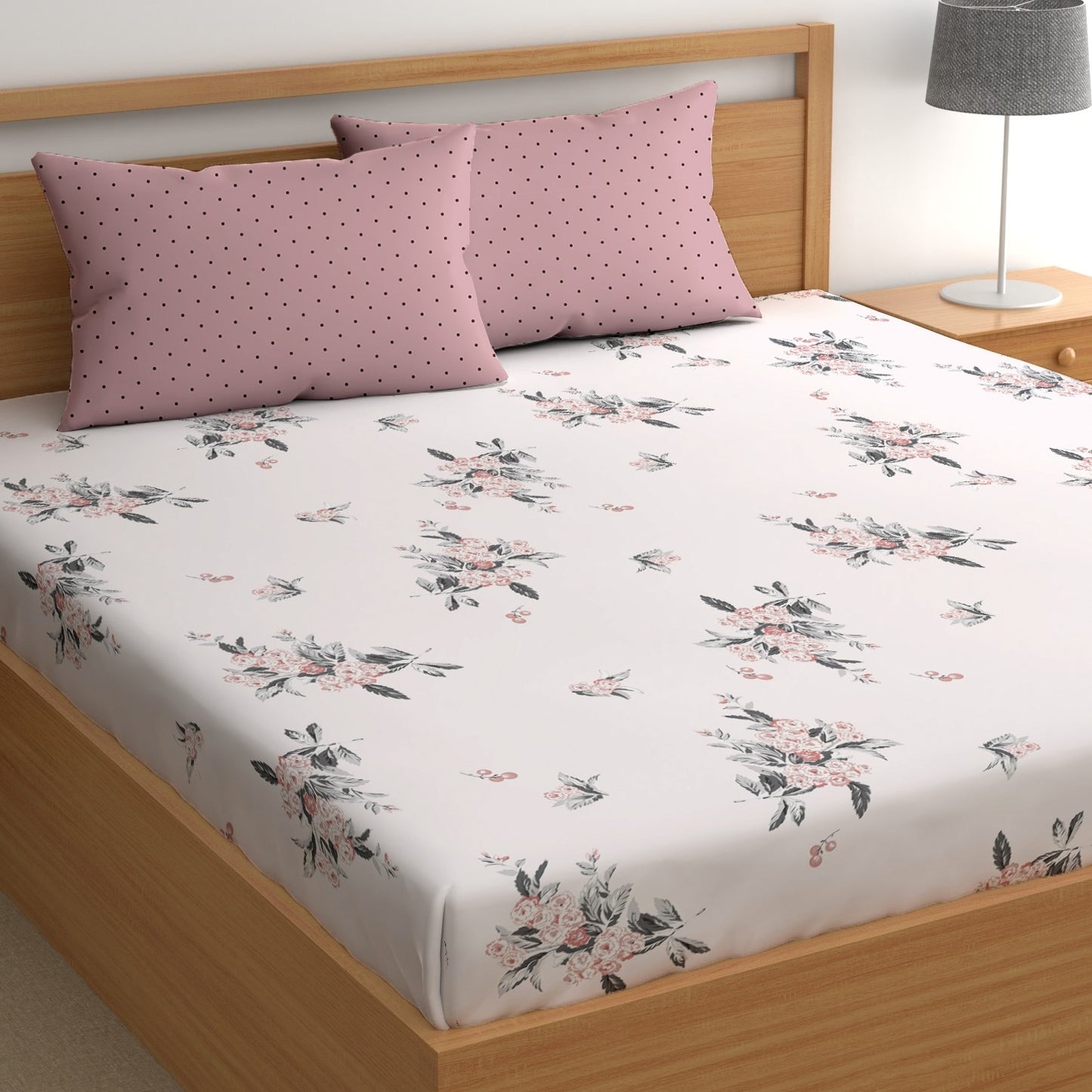 CHHAVI INDIA 210 TC Microfiber Printed King Size Bedsheet With Pillow Covers