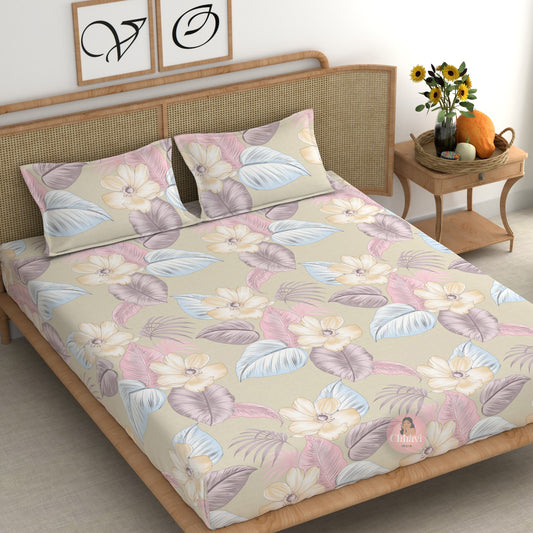 CHHAVI INDIA 210 TC Microfiber Printed Double Bedsheet With Pillow Covers