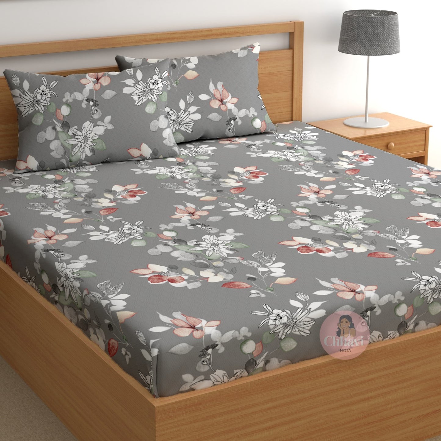 CHHAVI INDIA 210 TC Microfiber Printed Double Bedsheet With Pillow Covers