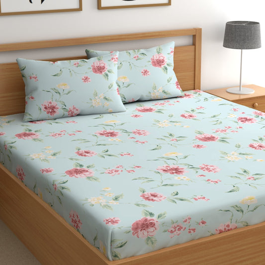 CHHAVI INDIA 210 TC Microfiber Printed Double Bedsheet With Pillow Covers