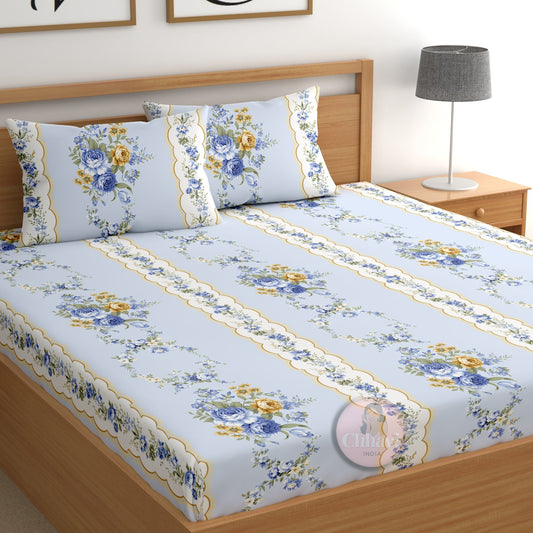 CHHAVI INDIA 210 TC Microfiber Printed Double Bedsheet With 2 Pillow Covers