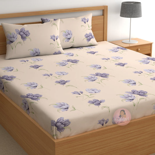 CHHAVI INDIA 210 TC Microfiber Printed Double Bedsheet With Pillow Covers