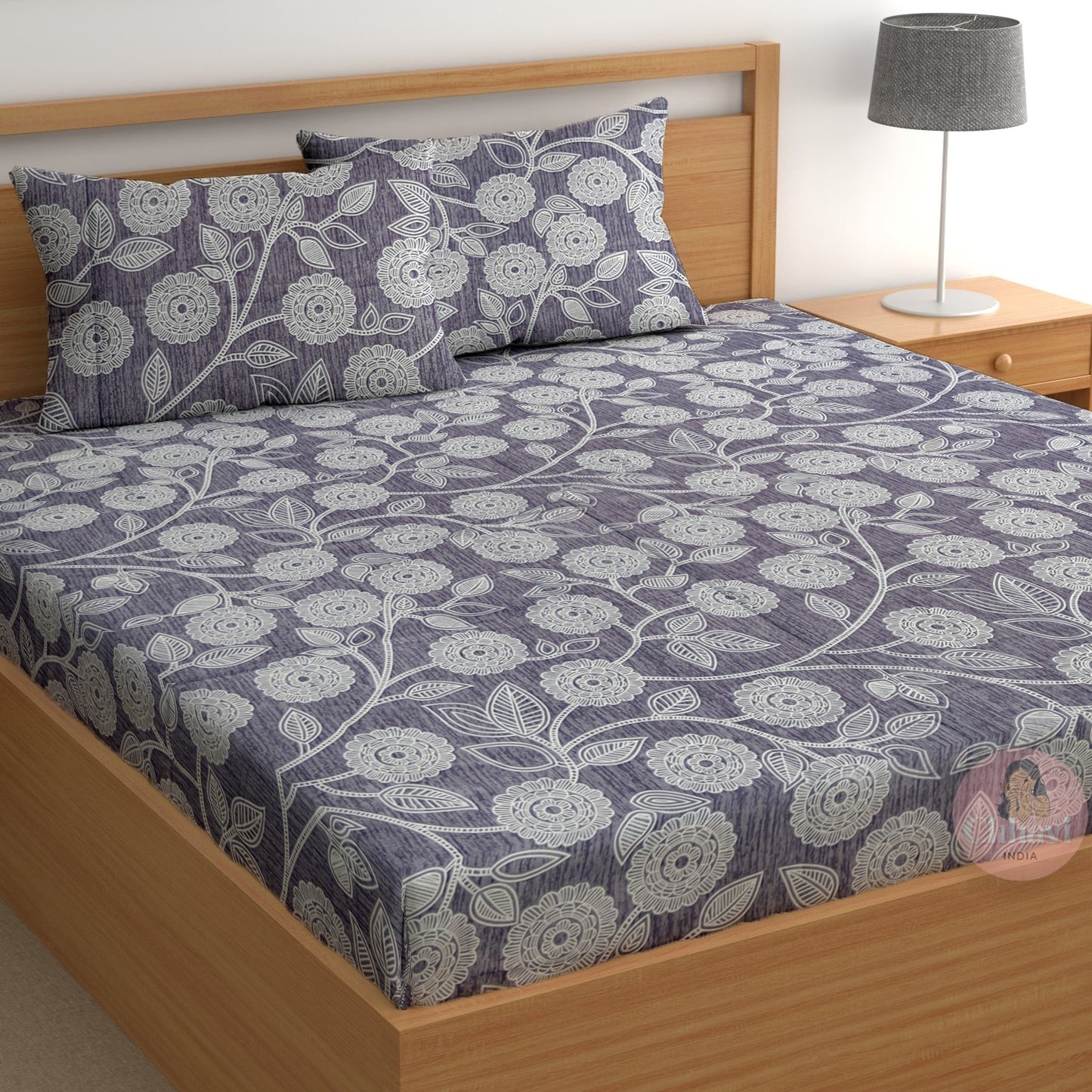 CHHAVI INDIA 210 TC Microfiber Printed King Size Bedsheet With Pillow Covers