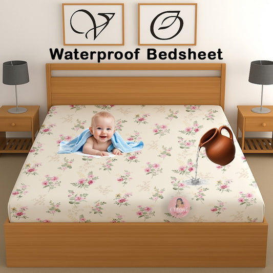 CHHAVI INDIA 210 TC Microfiber Waterproof Printed Fitted (Elastic) Bedsheet