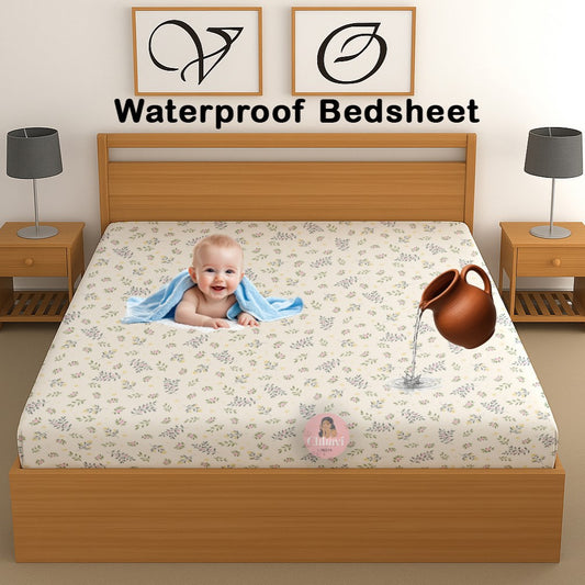 CHHAVI INDIA 210 TC Microfiber Waterproof Printed Fitted (Elastic) Bedsheet