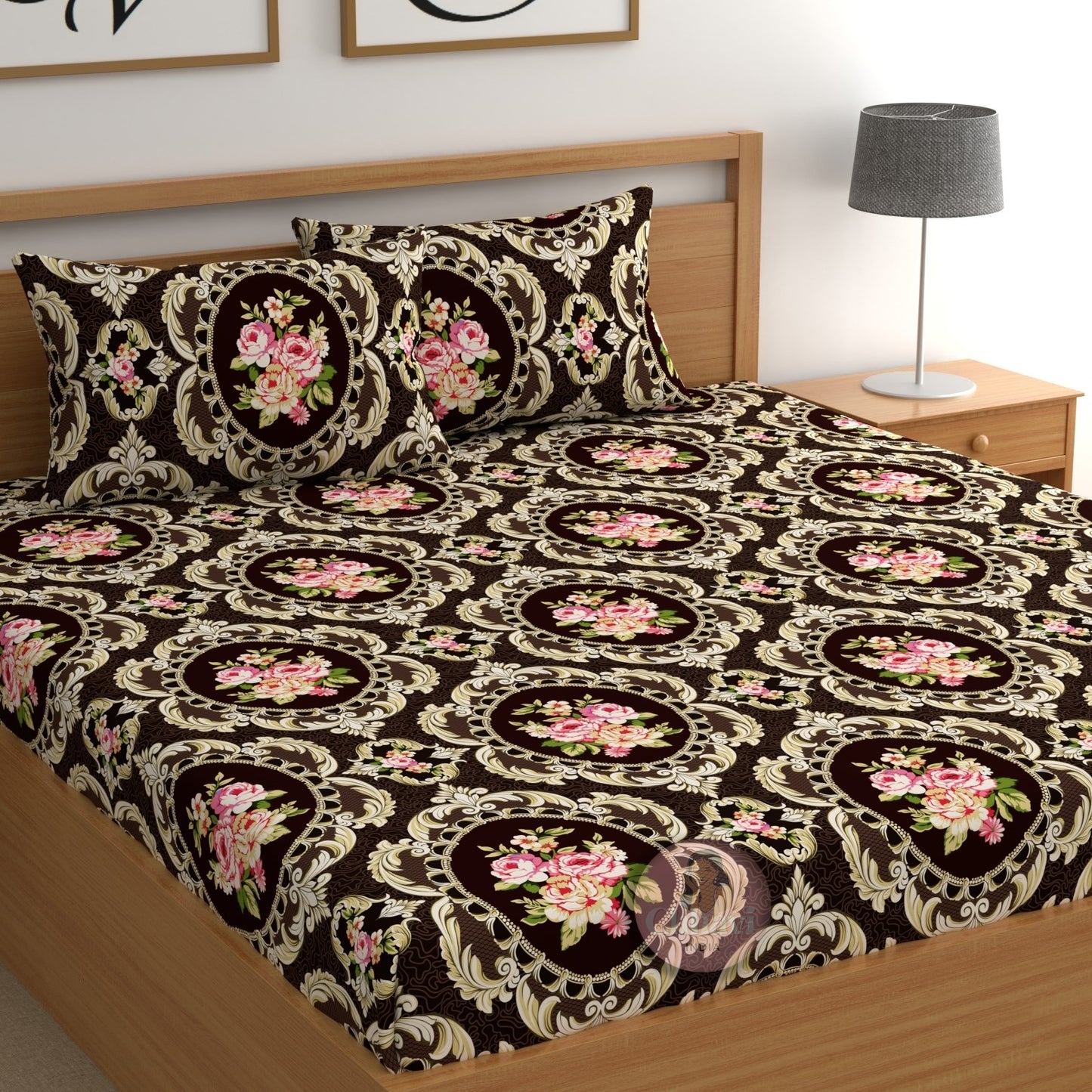 CHHAVI INDIA 210 TC Microfiber Printed Double Bedsheet With Pillow Covers