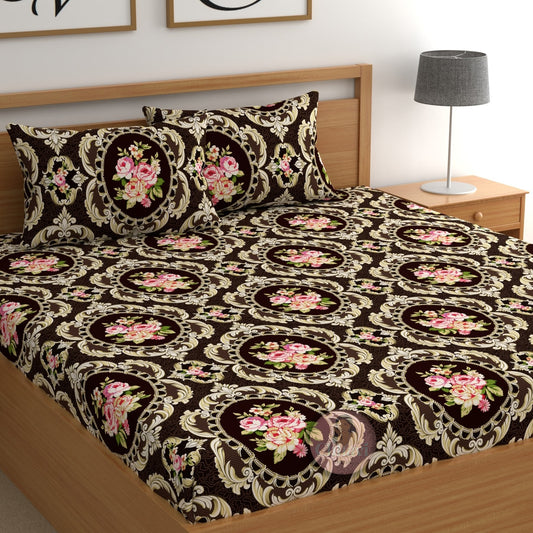 CHHAVI INDIA 210 TC Microfiber Printed Double Bedsheet With Pillow Covers