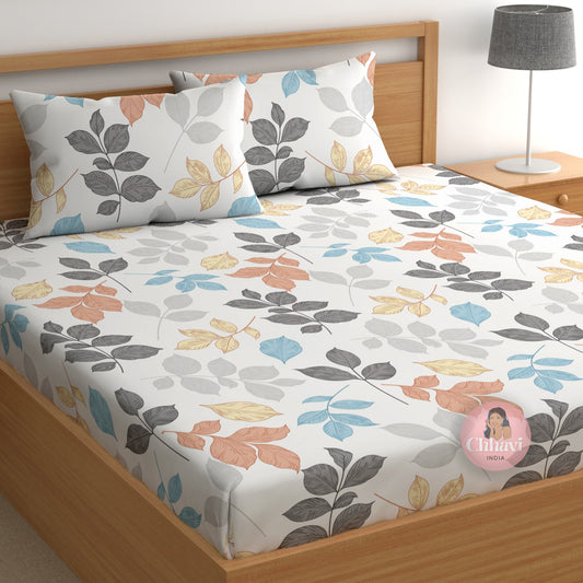 CHHAVI INDIA 210 TC Microfiber Printed Double Bedsheet With 2 Pillow Covers