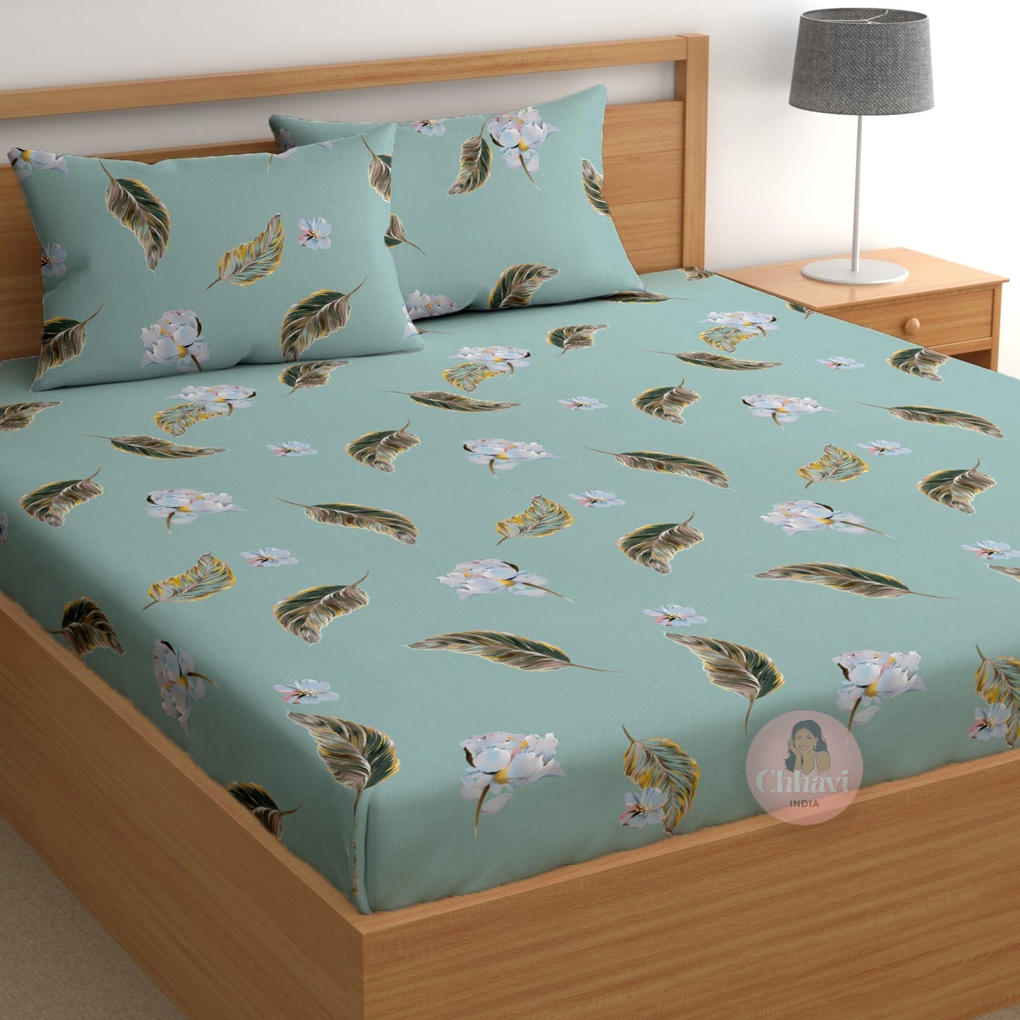 CHHAVI INDIA 210 TC Microfiber Printed Double Bedsheet With Pillow Covers