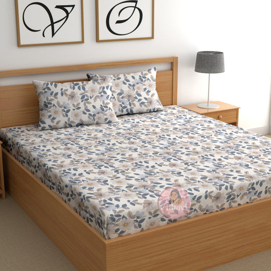 CHHAVI INDIA 210 TC Microfiber Printed Double Bedsheet With 2 Pillow Covers