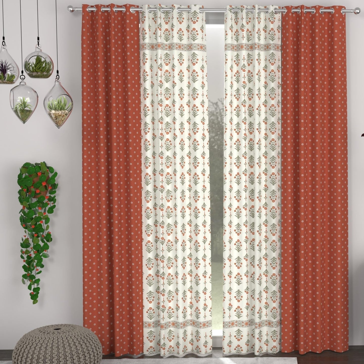 CHHAVI INDIA DESIGNER PRINTED 8 FEET DOOR CURTAIN PACK OF 4