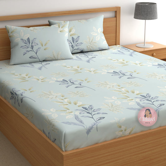 CHHAVI INDIA 210 TC Microfiber Printed Double Bedsheet With 2 Pillow Covers