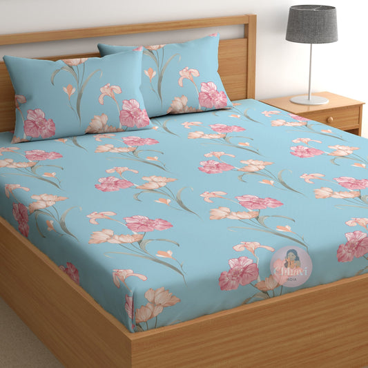 CHHAVI INDIA 210 TC Microfiber Printed Double Bedsheet With Pillow Covers