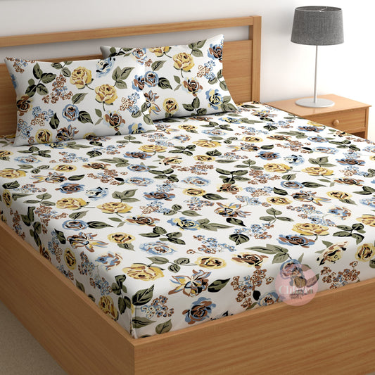 CHHAVI INDIA 210 TC Microfiber Printed Double Bedsheet With Pillow Covers