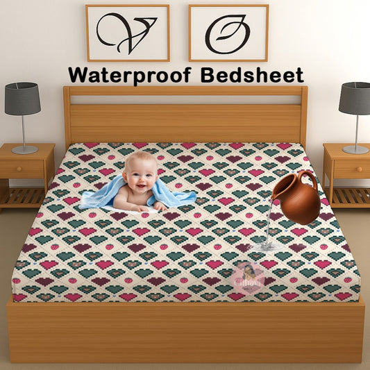 CHHAVI INDIA 210 TC Microfiber Waterproof Printed Fitted (Elastic) Bedsheet