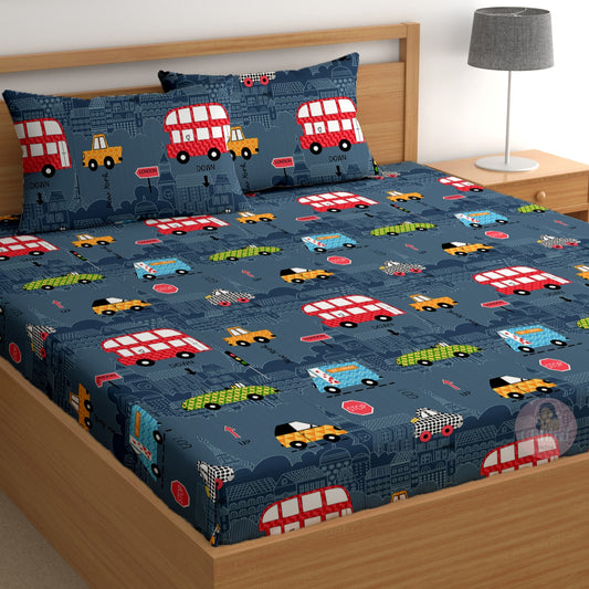 CHHAVI INDIA 210 TC Microfiber Printed Double Bedsheet With Pillow Covers