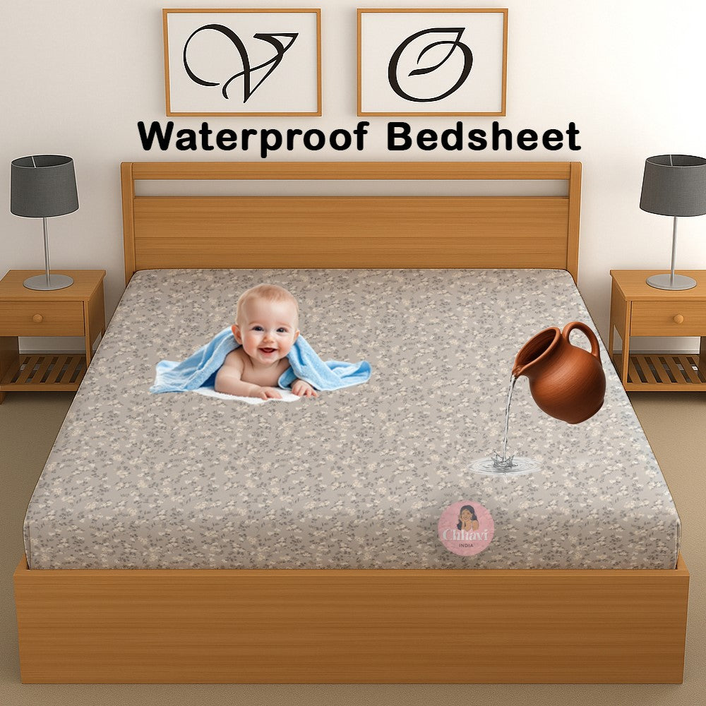 CHHAVI INDIA 210 TC Microfiber Waterproof Printed Fitted (Elastic) Bedsheet