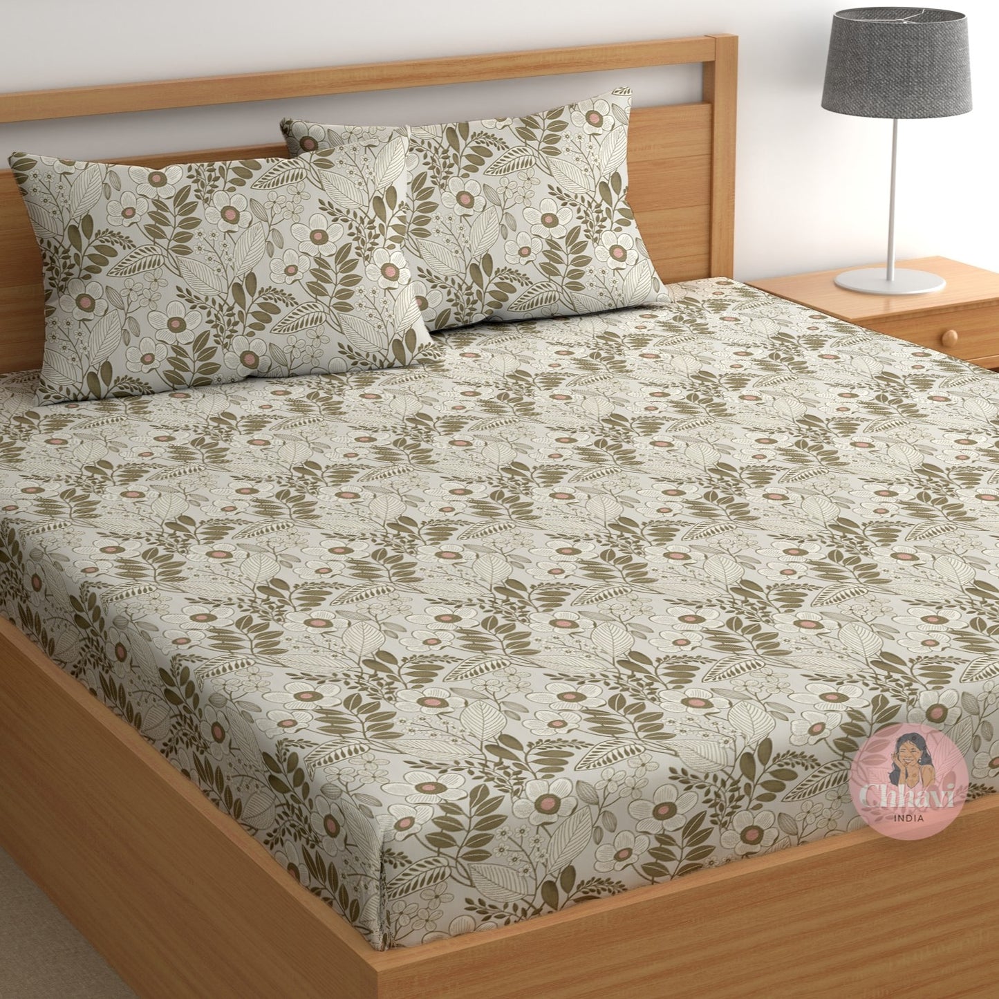 CHHAVI INDIA 210 TC Microfiber Printed Double Bedsheet With Pillow Covers